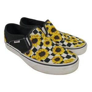 Vans Womens 7.5 Slip-On Checkerboard Asher Sunflower Floral Low Top Casual